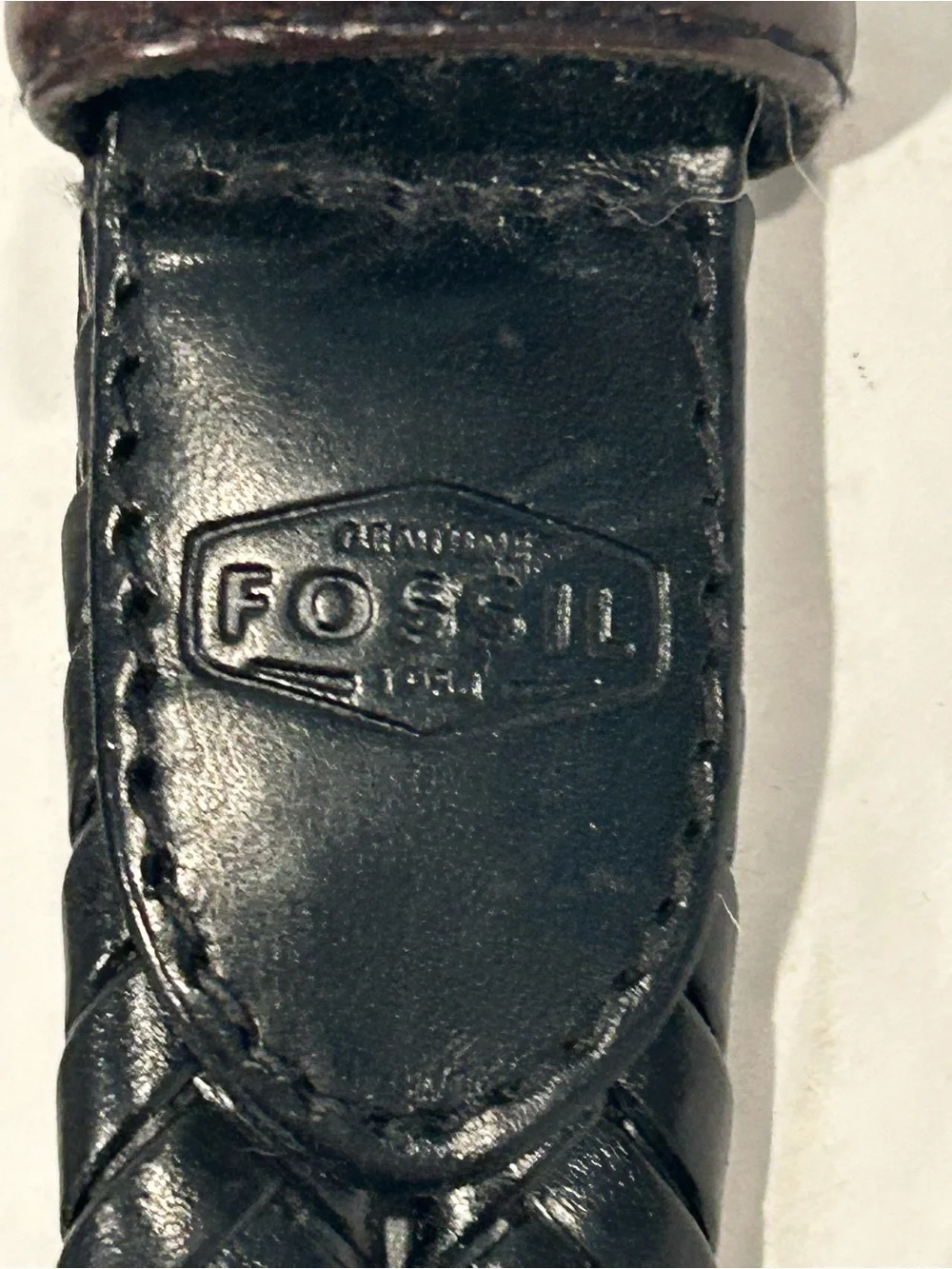 Fossil Braided Leather Belt Sz 95/38 Black Silver Tone Buckle MB3040001